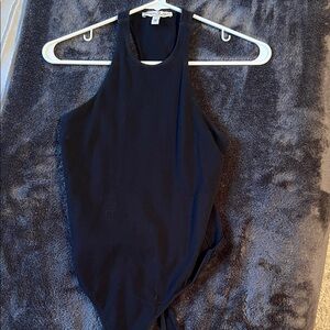 Express Chic Black Asymmetrical Bodysuit